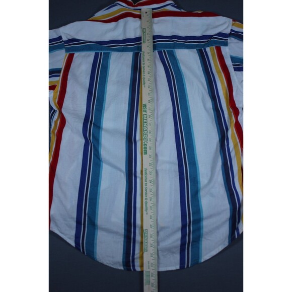 Vintage Chaps Ralph Lauren Vertical Striped Short Sleeve Lightweight Sz L - Picture 7 of 11